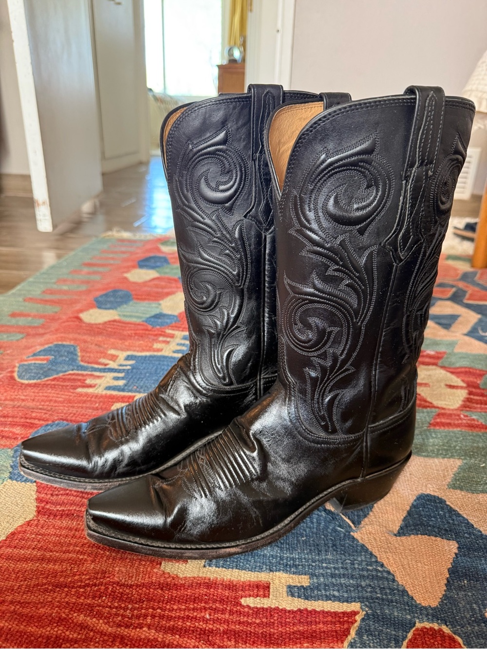 Lucchese Black Nicole Boots 10 - Picture 2 of 7